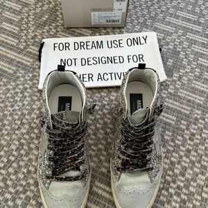 Golden Goose Silver and Black High-Top Sneakers